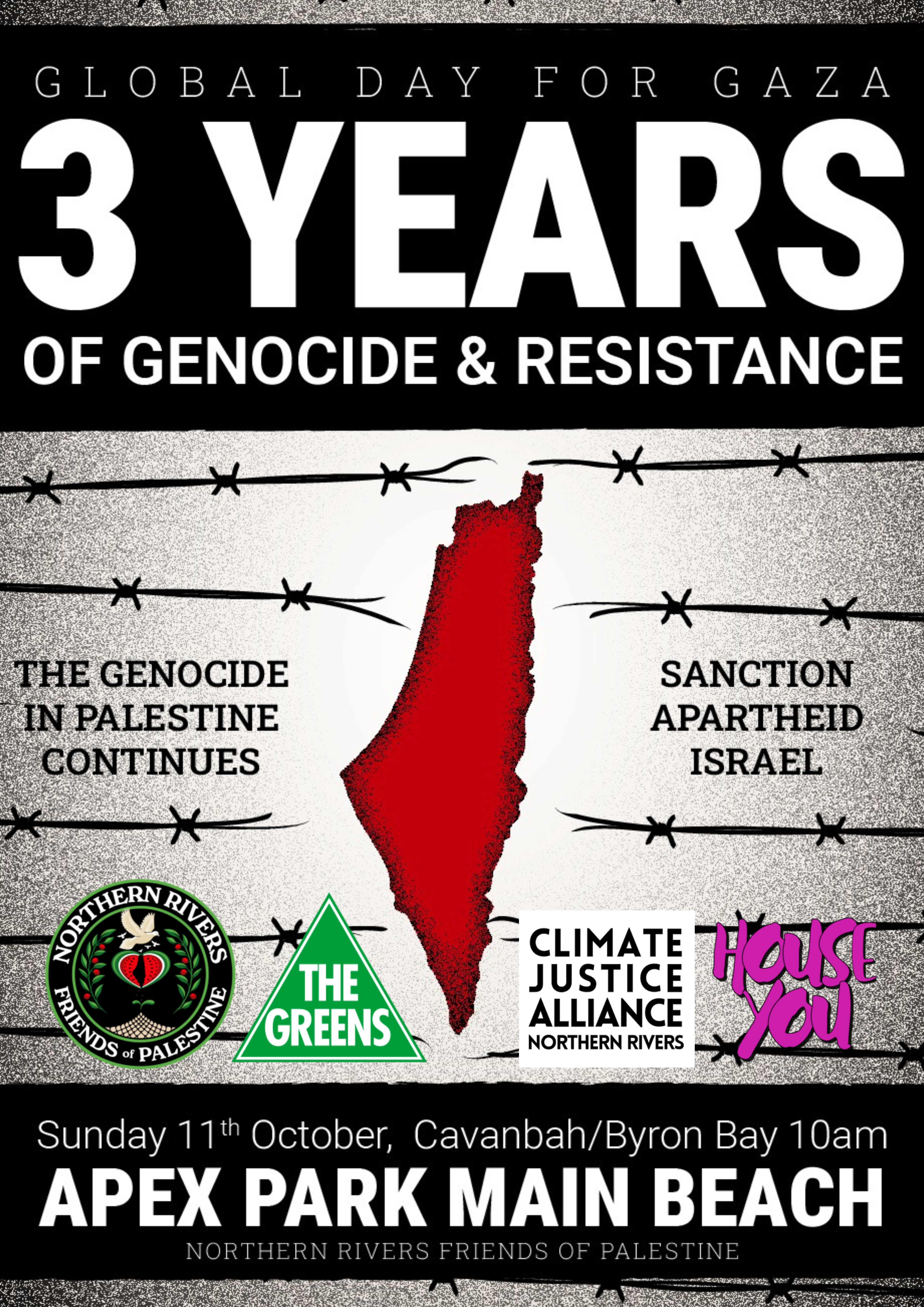 Three years of Genocide and Resistance Rally in Byron Bay